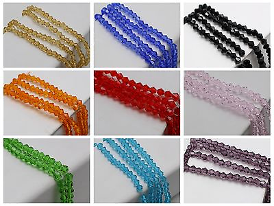 #ad 120pcs 4mm Bicone bead Faceted Crystal Glass Beads Color For Choice