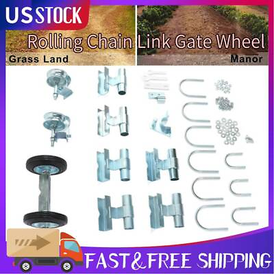 #ad Heavy Duty Steel Rolling Gate 6’’ Rubber Wheel Carrier for Driveway Chain Link