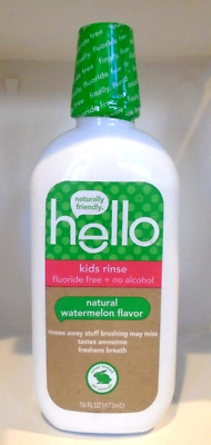 Hello Kids Rinse Fluoride Free Natural Watermelon Flavor 16 fl oz