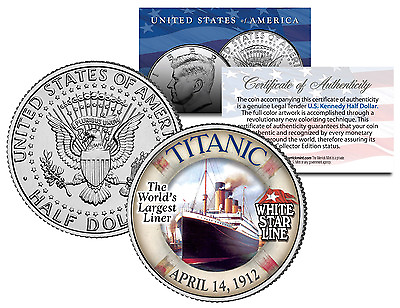 1912 TITANIC * Worlds Largest Ship * U.S. MINT KENNEDY HALF DOLLAR COIN with COA