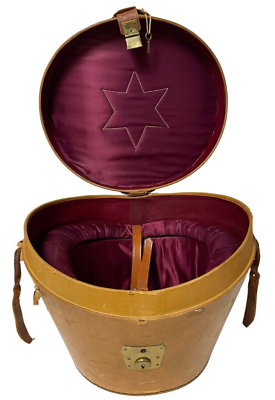 Antique Top Hat Leather Storage Case 19th Century Hat Box