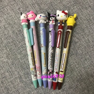6pcs Kuromi My Melody Hello Kitty Gel Pen Black Ink 0.5mm 3D Doll Ballpoint Gift