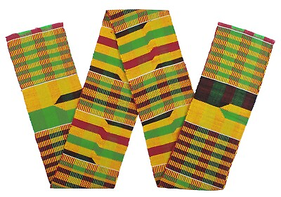 #ad Ghana Kente cloth scarf stole handwoven African textile Ashanti sash