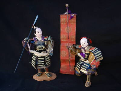 #ad Samurai dolls Meiji to early Showa periods Kyoto dolls antiques flag bearers