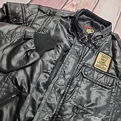 #ad Vtg King Louie Pro Fit Mens L Dayco Gold Diesel Engine Union Tag Black Bomber