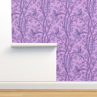 Peel and Stick Removable Wallpaper Chinoiserie French Purple Violet Antique