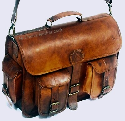 #ad Leather Vintage Men S Messenger Shoulder Bag Laptop Satchel Genuine Briefcase