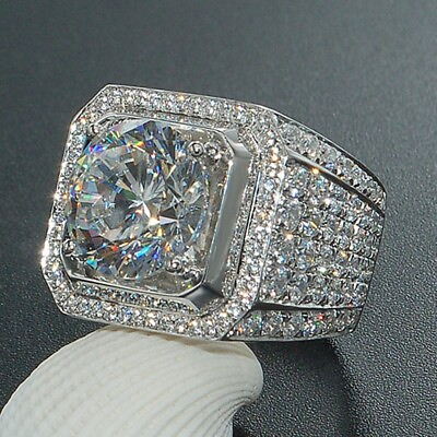 Fashion 925 Silver Rings for Men Cubic Zirconia Wedding Party Jewelry Size 7 13