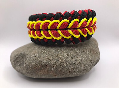 #ad Super Cool Red Black amp; Yellow Handmade Paracord Bracelet Unisex Camping Gear