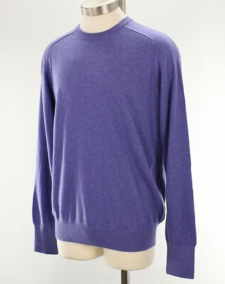 SID MASHBURN Mens Hyacinth Purple Crew Neck Pullover Cashmere Sweater LARGE NWT