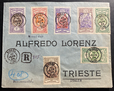 1924 Muorga Tahiti Registered Cover to Trieste Italy