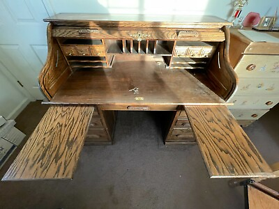 Antique Oak Roll Top Desk Victorian Style Gently Used Local Pick Up Only