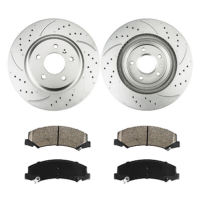 #ad Front Drilled Brake Rotors W Ceramic Pads For 2006 2011 DTS Buick Lucerne