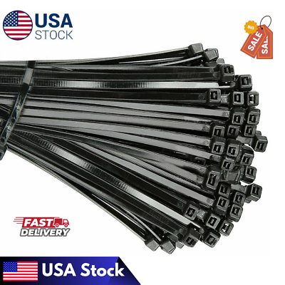 #ad 100 Cable Zip Ties 12 Inch Long Cable Ties Heavy Duty Nylon Cord Black 50lb test