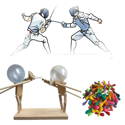 #ad Balloon Bamboo Man Battle 2024 New Handmade Wooden Fencing Puppets