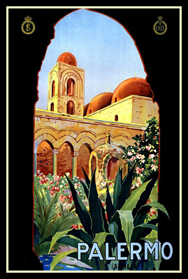 #ad Palermo Italy Vintage Travel Poster Canvas Print Fridge Magnet 6x8 Large