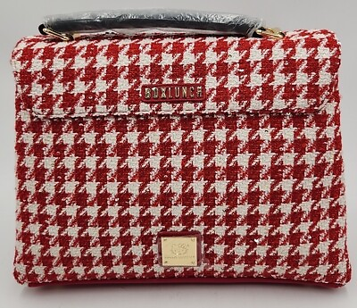 #ad NEW Sanrio Hello Kitty Floral Houndstooth Crossbody Bag. 11quot;W x 8.5H x 3.5quot;D