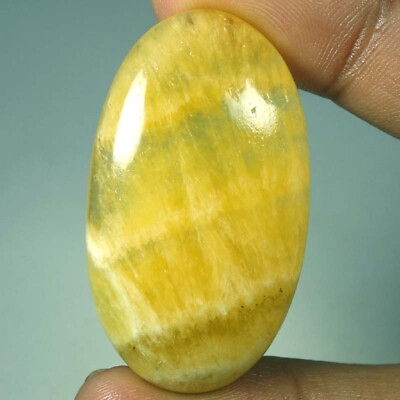 #ad 100% Natural Yellow Lace Agate Oval Cab Loose Gemstones 81.80Cts. 26x 46x 07mm