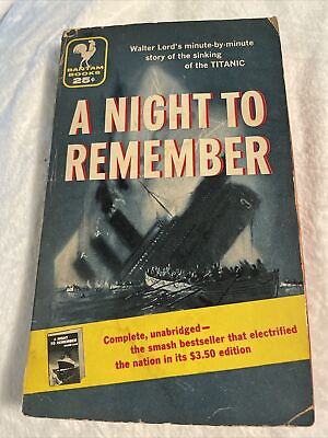 A NIGHT TO REMEMBER 1956 WALTER LORD *TITANIC SINKING* RARE MOVIE TIE IN PB