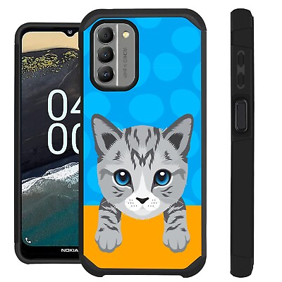 FUSION Case For T Mobile NOKIA G400 5G Hybrid Phone Cover CUTE CAT GRAY STRIPE