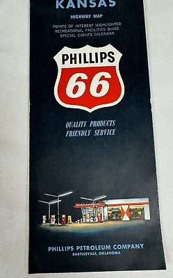 #ad #ad Vintage 1962 63 Kansas Phillips 66 Petroleum Company Road Map NOS LLO14