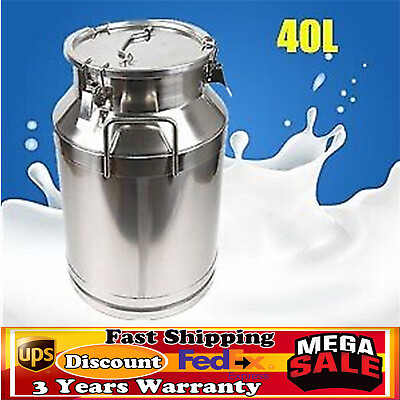 #ad 10.56 Gallon Stainless Steel Milk Can Heavy Duty Milk Jug Silicone Sealed Lid