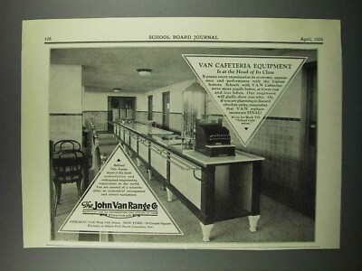 #ad 1929 John Van Range Van Cafeteria Equipment Ad