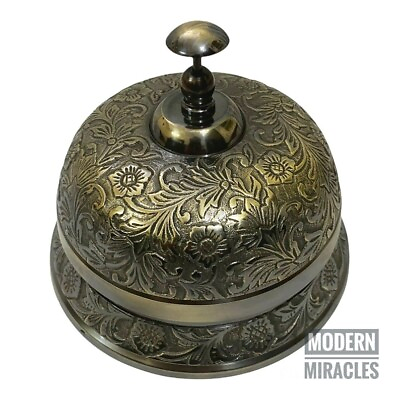 #ad Handmade Brass Ornate Hotel Front Desk Bell Antique Sale Service Counter Bell