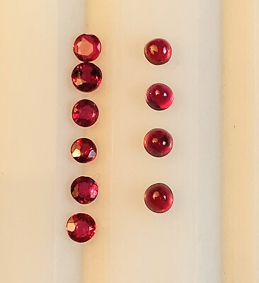 #ad 0.74cts 2mm Round 10 Pieces Set Natural Normal Heat Pinkish Red Ruby Gemstone
