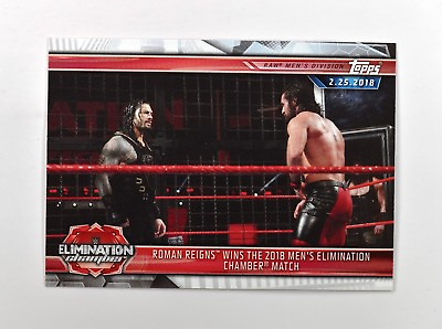 #ad 2019 Topps WWE Base #28 Roman Reigns Wins the 2018 Men#x27;s Elimination Match
