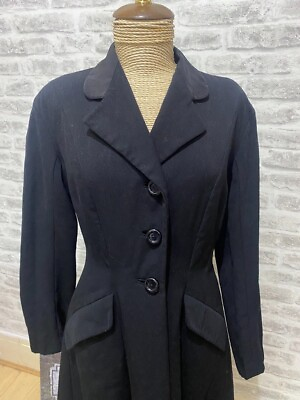 LESLIE RAYMOND vintage riding style coat black wool? size S C40 W28 L46 PB525