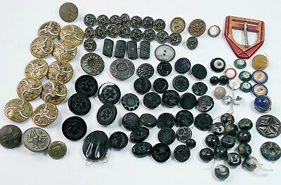 #ad Antique Buttons of Various Metals amp; Many Other Themes LOT OF 80