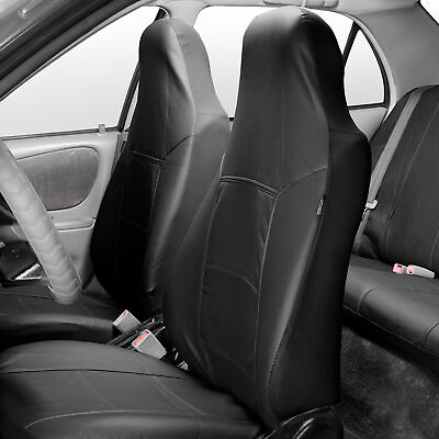 Highback Bucket Seat Covers Set PU Leather For Auto Car SUV Van Black