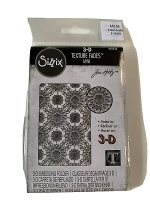 #ad NEW Sizzix 3 D Texture Fades Embossing Folder Mini Kaleidoscope by Tim Holtz