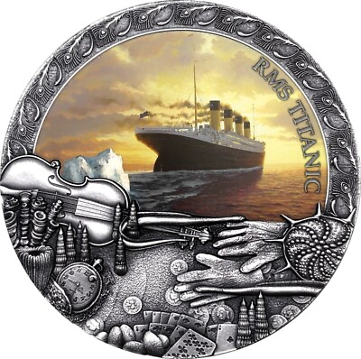 #ad 2020 Titanic grand Shipwrecks in a history 2 oz Pure silver coin