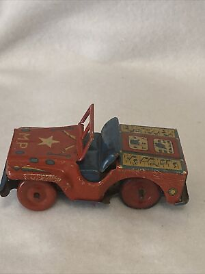 #ad 1950’s Tin M.P. Vehicle 4in Made In Japan *RARE*