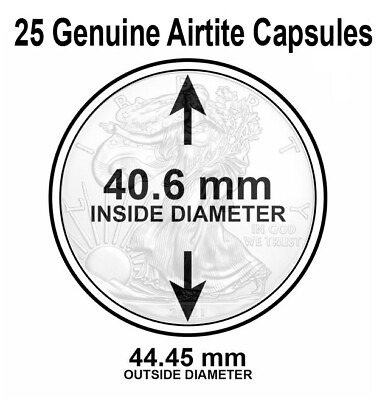 #ad 25 Round ASE AirTite Coin Capsules Direct Fit American Silver Eagle Archival H40