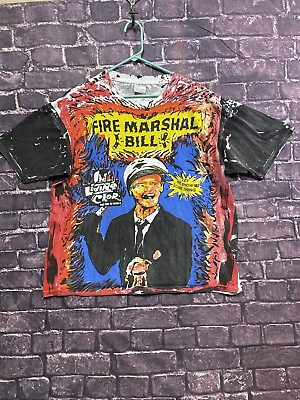 #ad Fire Marshal Bill Vintage In Living Color AOP Mosquitohead Shirt Reprint XL