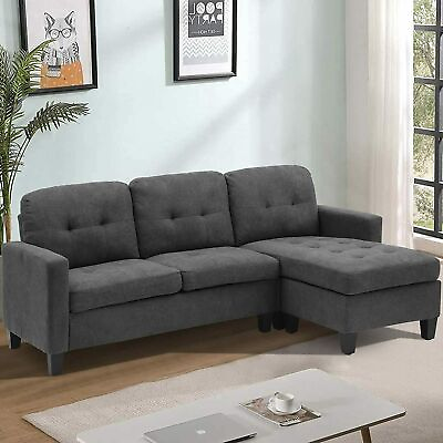 #ad Convertible Sectional Sofa Couch Nordic L Shaped Couch with Modern Linen Fabric