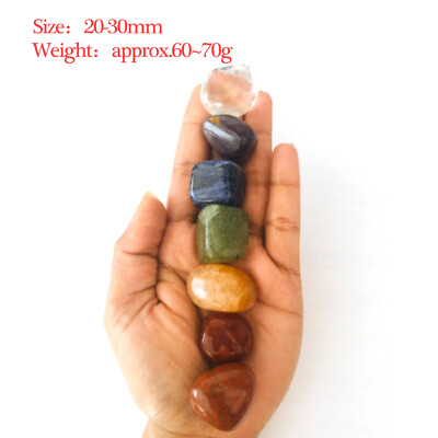 #ad 7 Chakra Crystal Healing Stone Set 7 Tumbled Stones Natural Gemstone Reiki