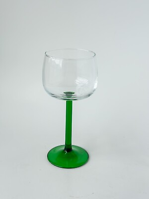 Vintage Luminarc France Emerald Green Stem Rhine Wine Glasses 7quot; Tall Footed