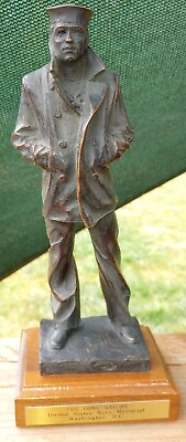 #ad Vtg 9.5quot; Bronze Statue The Lone Sailor United States Navy Memorial Washington DC
