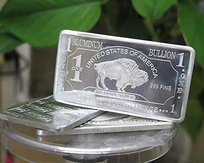 #ad 1 oz one troy ounce usa american buffalo .999 fine aluminum bullion bar