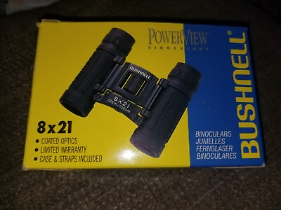 NOS Vintage 1993 Bushnell PowerView 8x21mm Binoculars and Case Compact with case