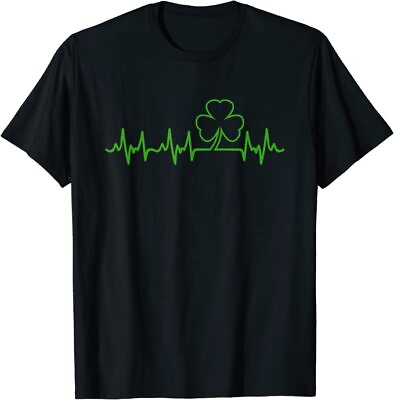 #ad Heartbeat Shamrock Irish Lucky Clover St Patricks Day Unisex T Shirt