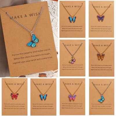 Charm Enamel Butterfly Pendant Necklace Card Choker Women Jewelry Gift Wholesale
