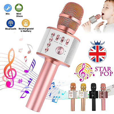 Wireless Bluetooth Handheld Karaoke Microphone Speaker KTV Player Kids Mic Party
