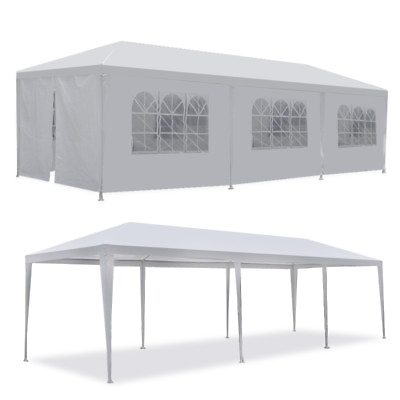10#x27;x30#x27; White Outdoor Gazebo Canopy Wedding Party Tent 8 Removable Walls 8