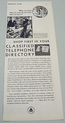 #ad 1930 Print Ad Bell System Classified Telephone Directory Vintage Phones