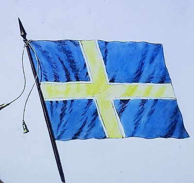 #ad Flag of SWEDEN Magic Lantern Glass Slide
